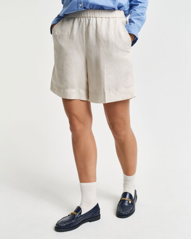 Relaxed Fit Leinenmix Pull-On Shorts