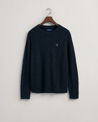 Lambswool Rundhalspullover mit Zopfmuster