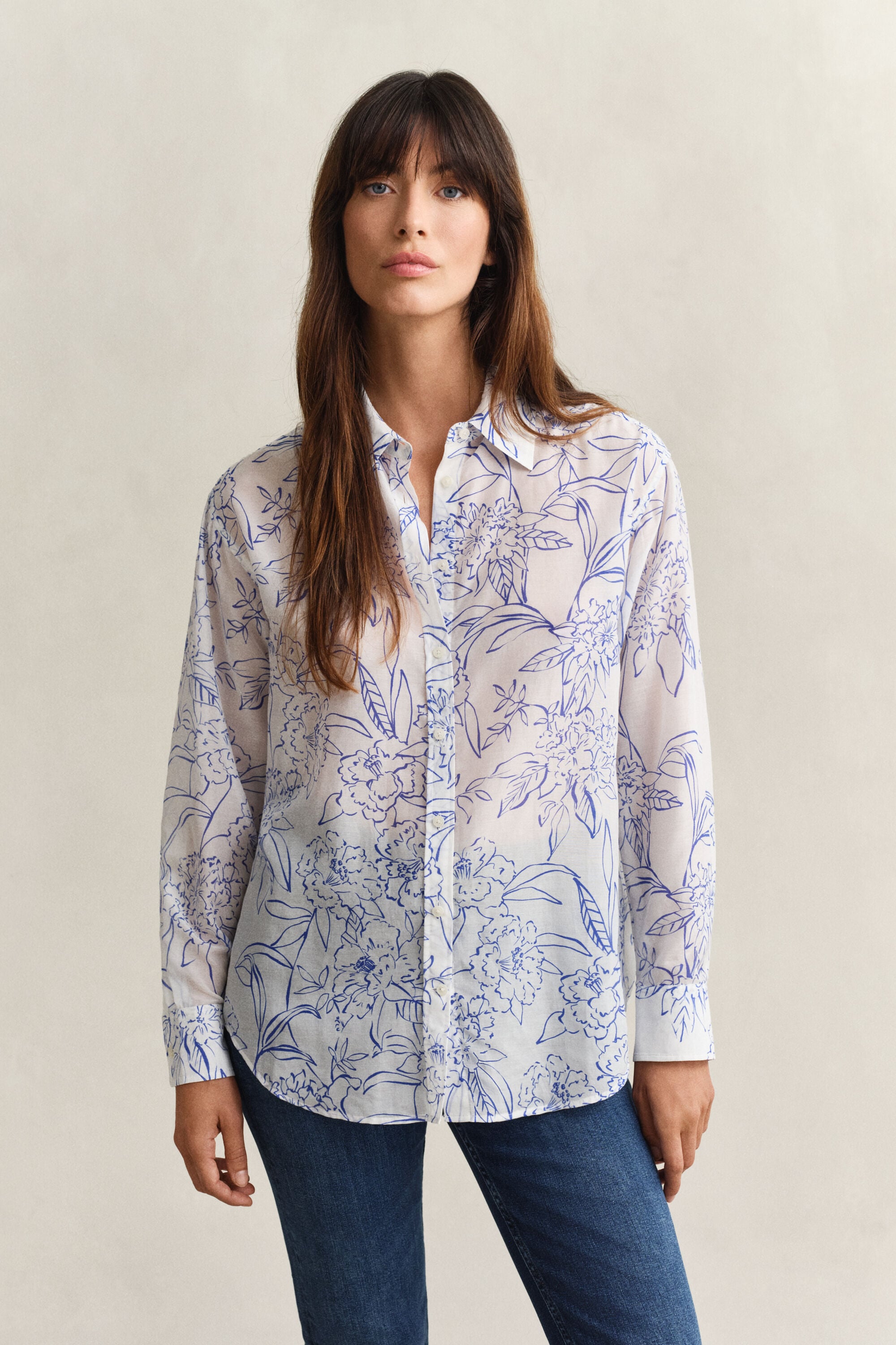 Baumwoll Seiden Bluse mit Blumenprint