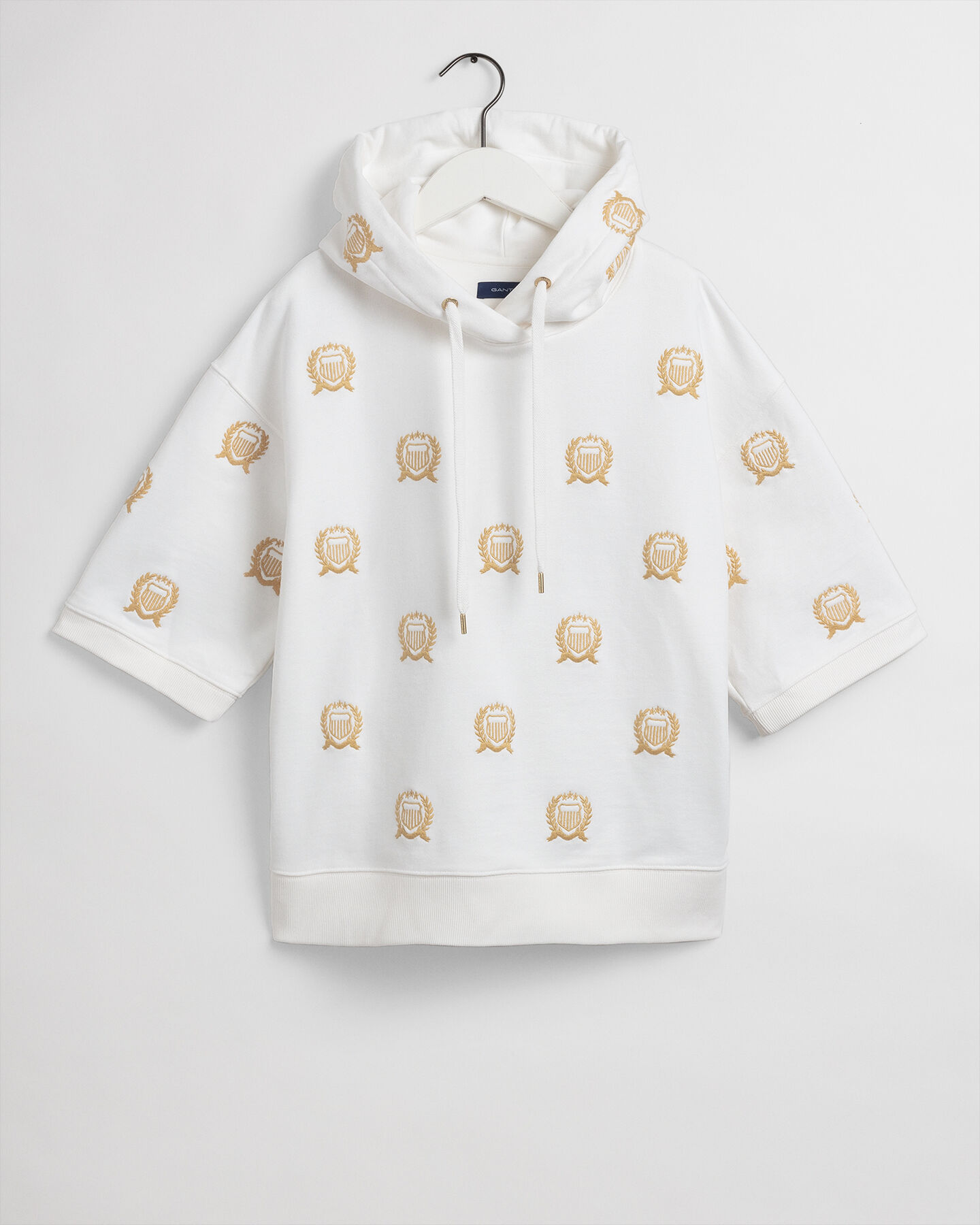 Crest Kurzarm Sweat Hoodie mit Stickerei