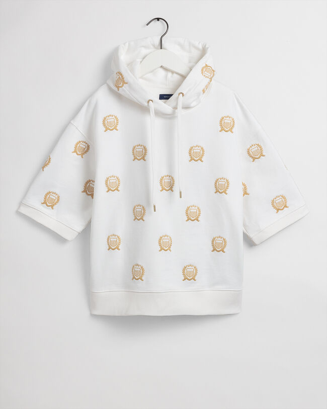 Crest Kurzarm Sweat Hoodie mit Stickerei