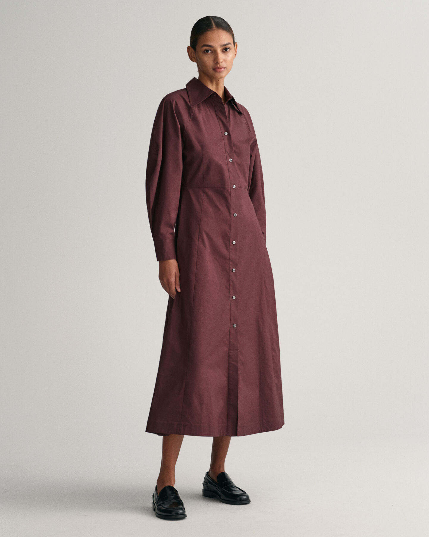 Hemdblusenkleid mit volumin&ouml;sen &Auml;rmeln