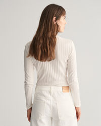 Geripptes Henley Langarm-T-Shirt