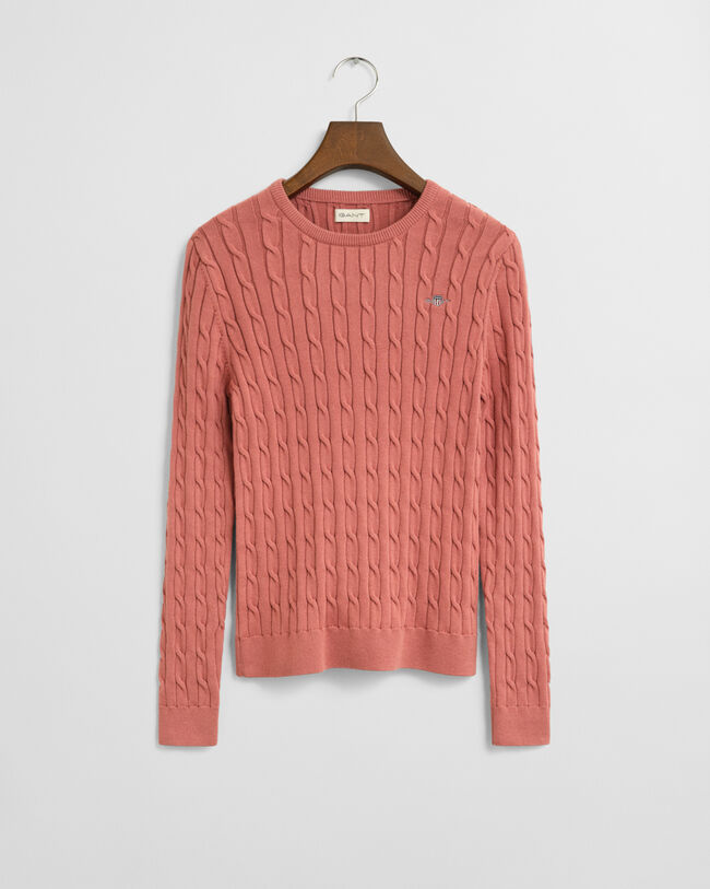 Teen Girls Zopfstrick Rundhalspullover aus Stretch-Baumwolle