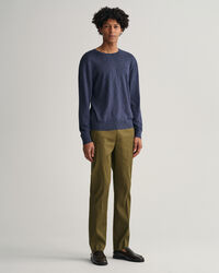 Baumwoll Leinen Rundhalspullover