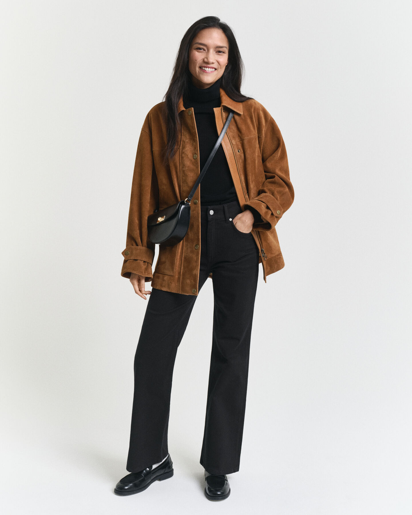 Slim Fit Schlagjeans in Schwarz