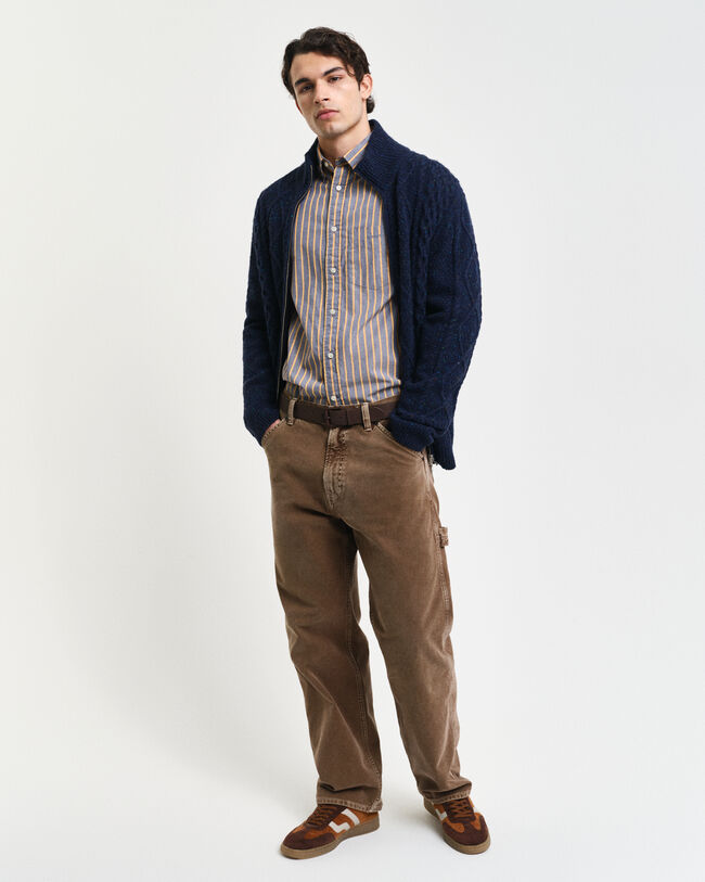 Zopfmuster Strickjacke mit Reißverschluss