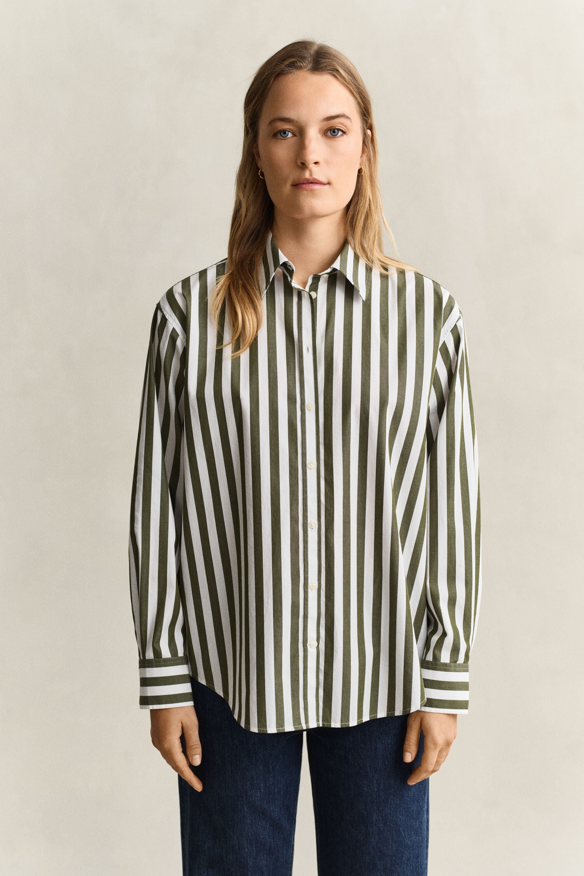 Relaxed Fit Popeline Bluse mit Streifen