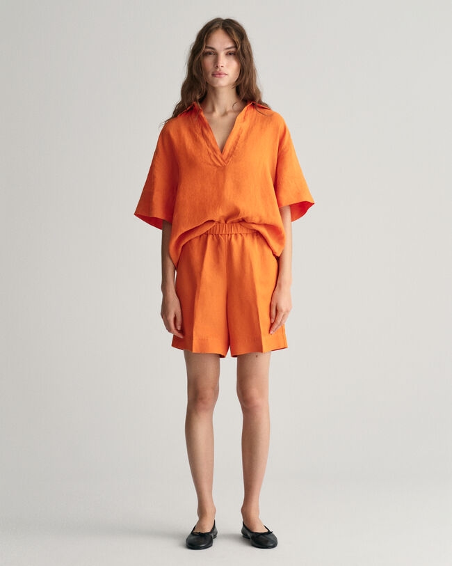 Relaxed Fit Leinenmix Pull-On Shorts