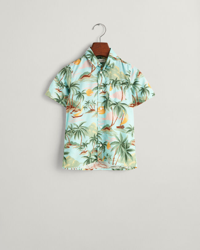 Kids Palm Print Kurzarmhemd aus Baumwolle