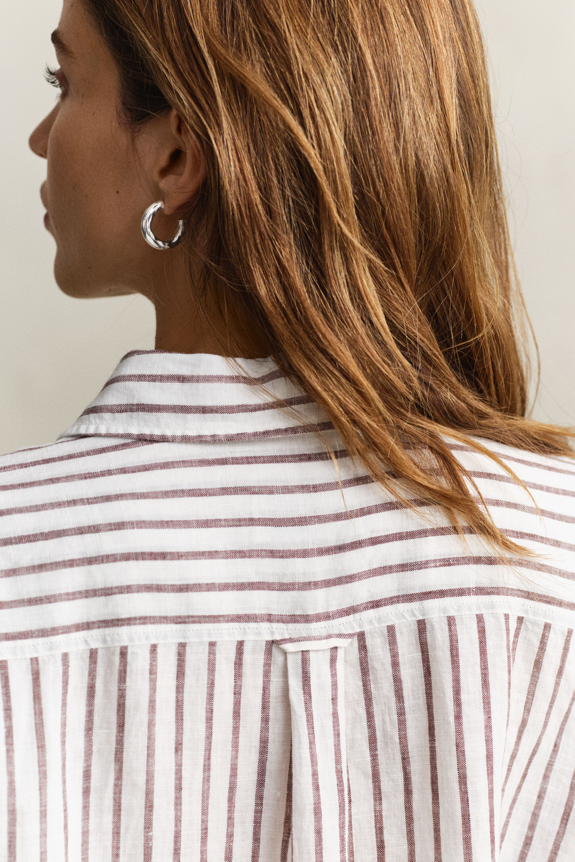 Relaxed Fit Leinen Bluse mit Streifen