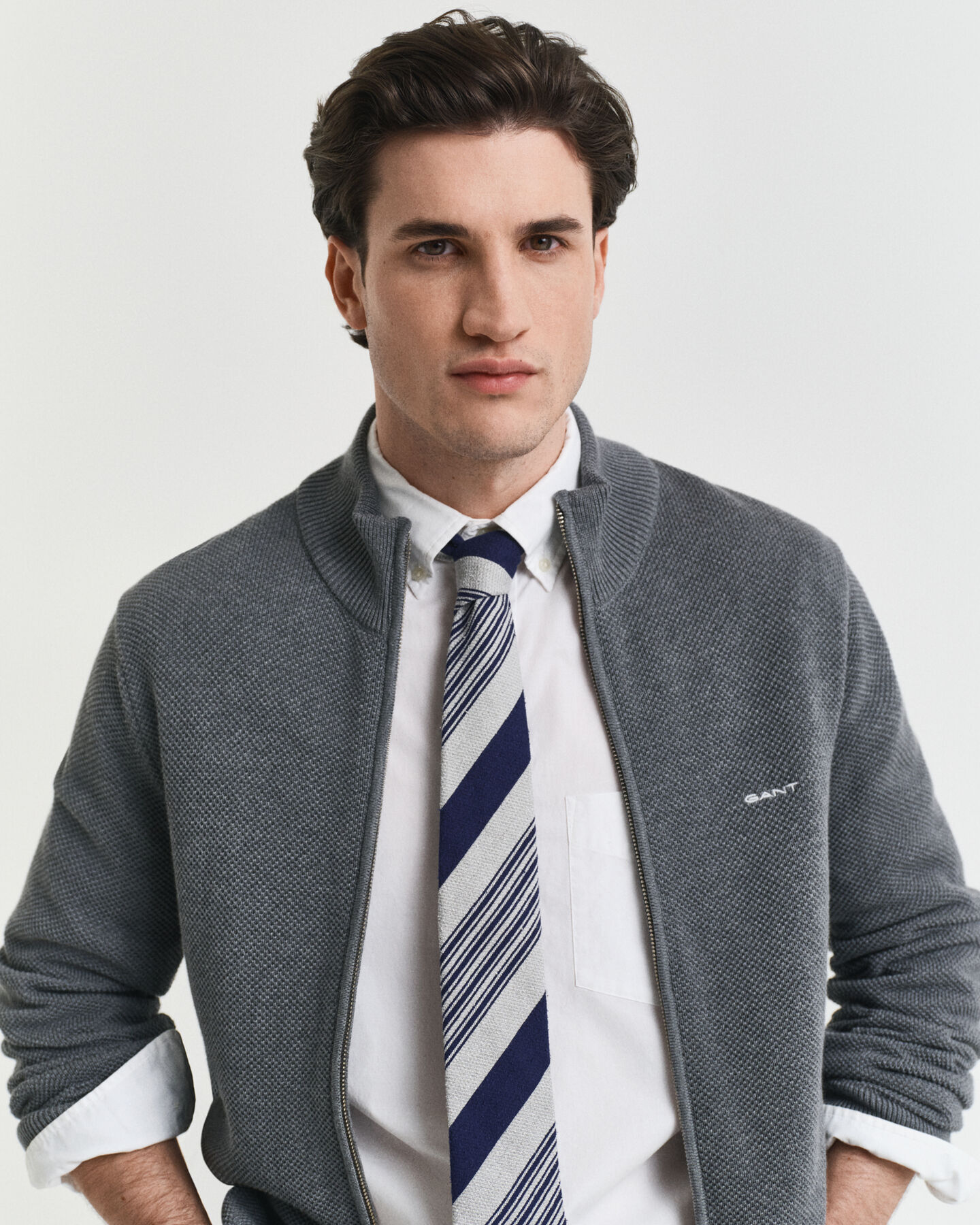 Strickjacke aus Baumwoll-Piqué