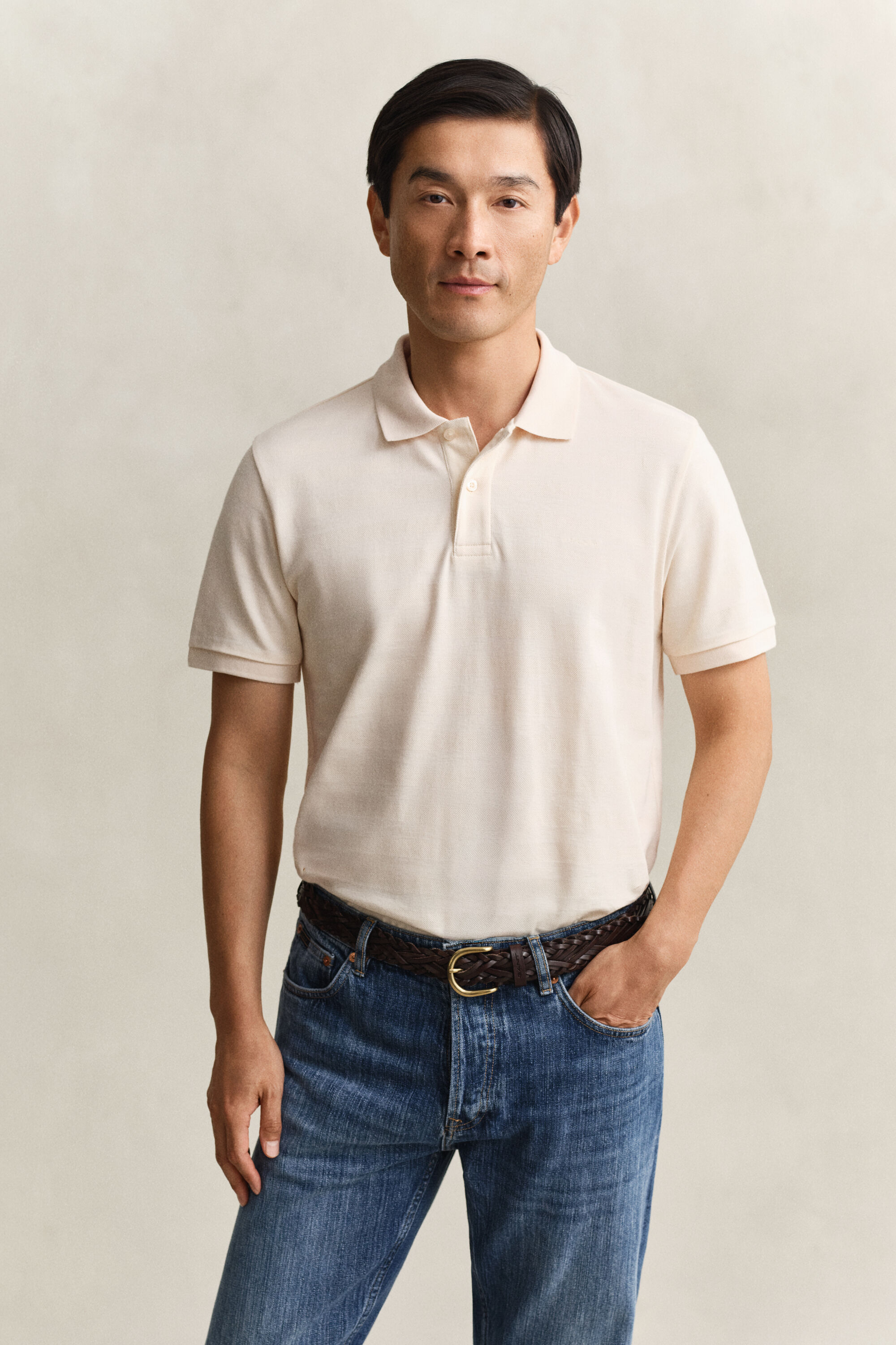 Strukturiertes Poloshirt mit Streifen