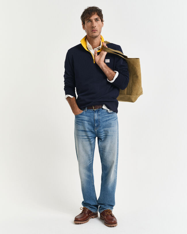 Kontrast Sweatshirt mit Reißverschlusskragen