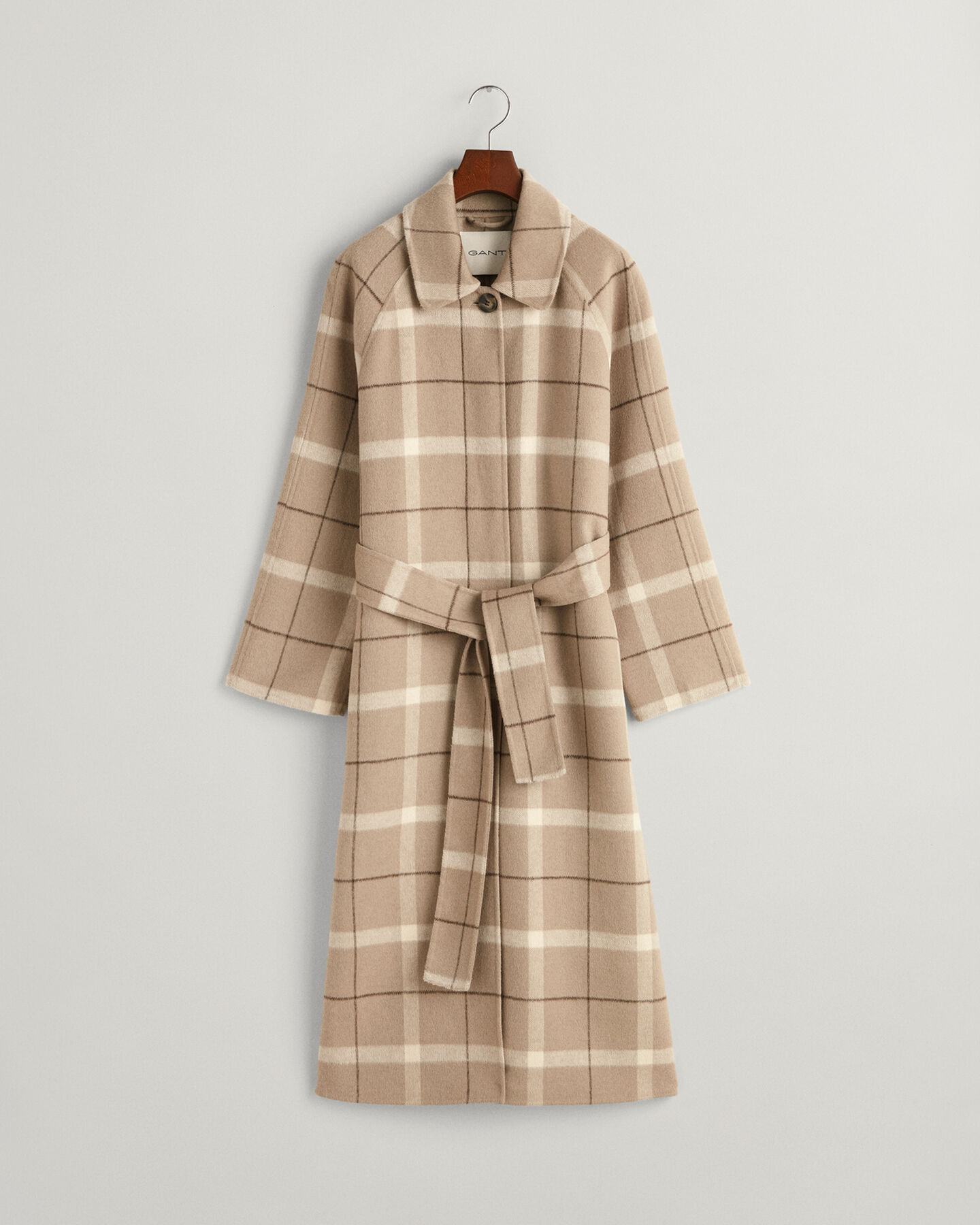 Handgen&auml;hter Car Coat mit Karomuster