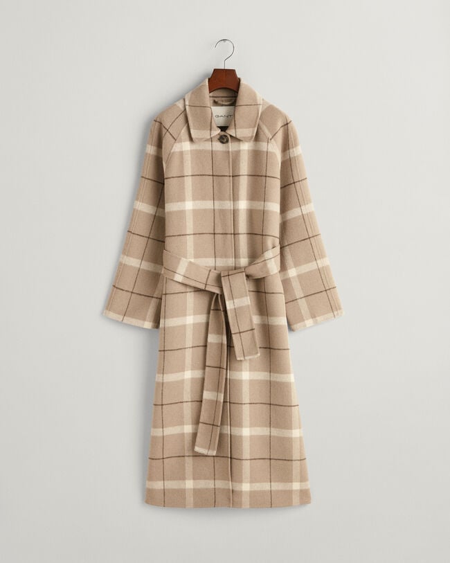 Handgen&auml;hter Car Coat mit Karomuster