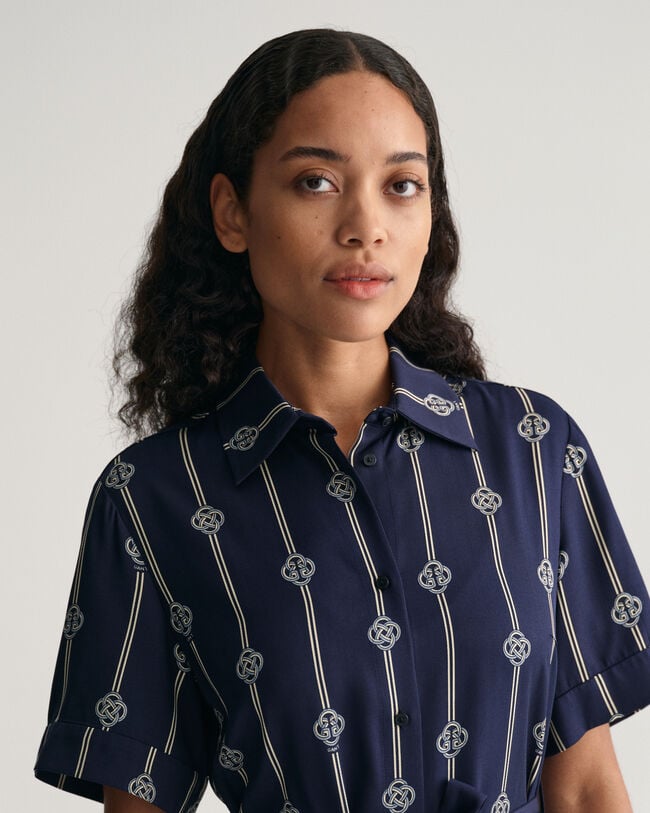 Kurz&auml;rmliges Hemdblusenkleid mit Print