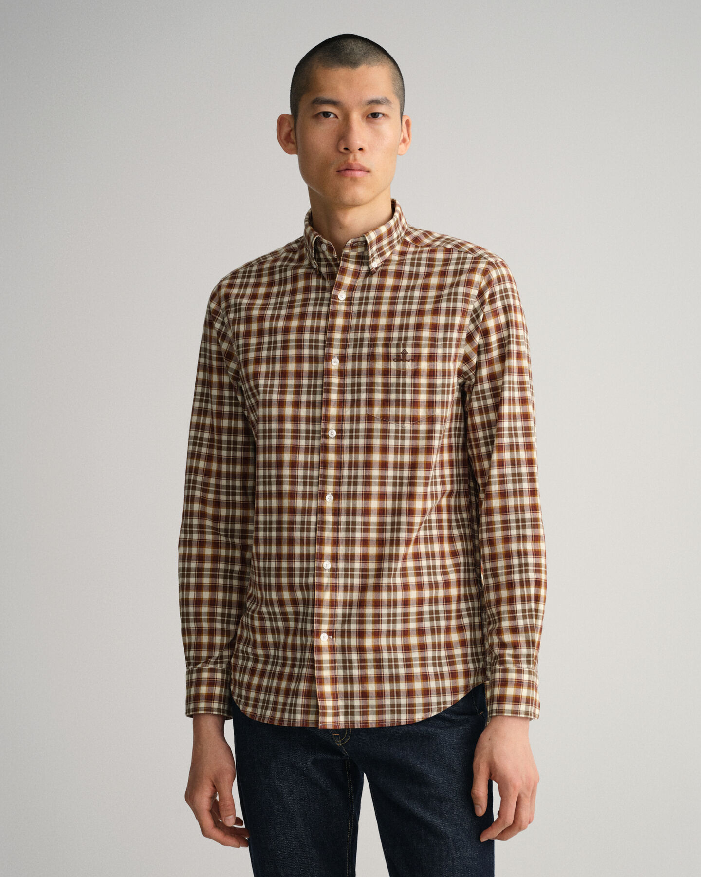 Regular Fit Broadcloth Hemd mit Tartan-Muster