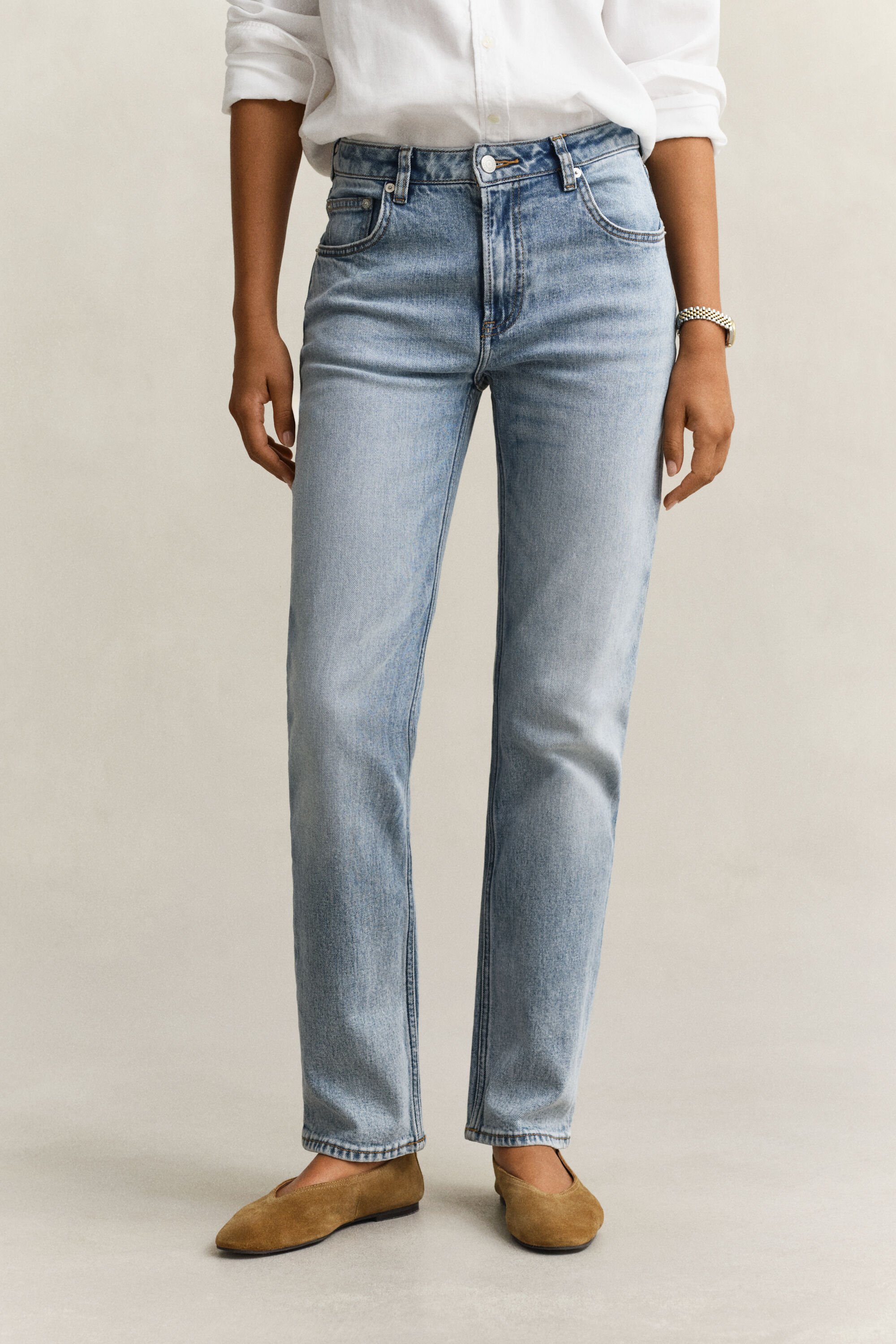 Stretch-Jeans mit geradem Bein