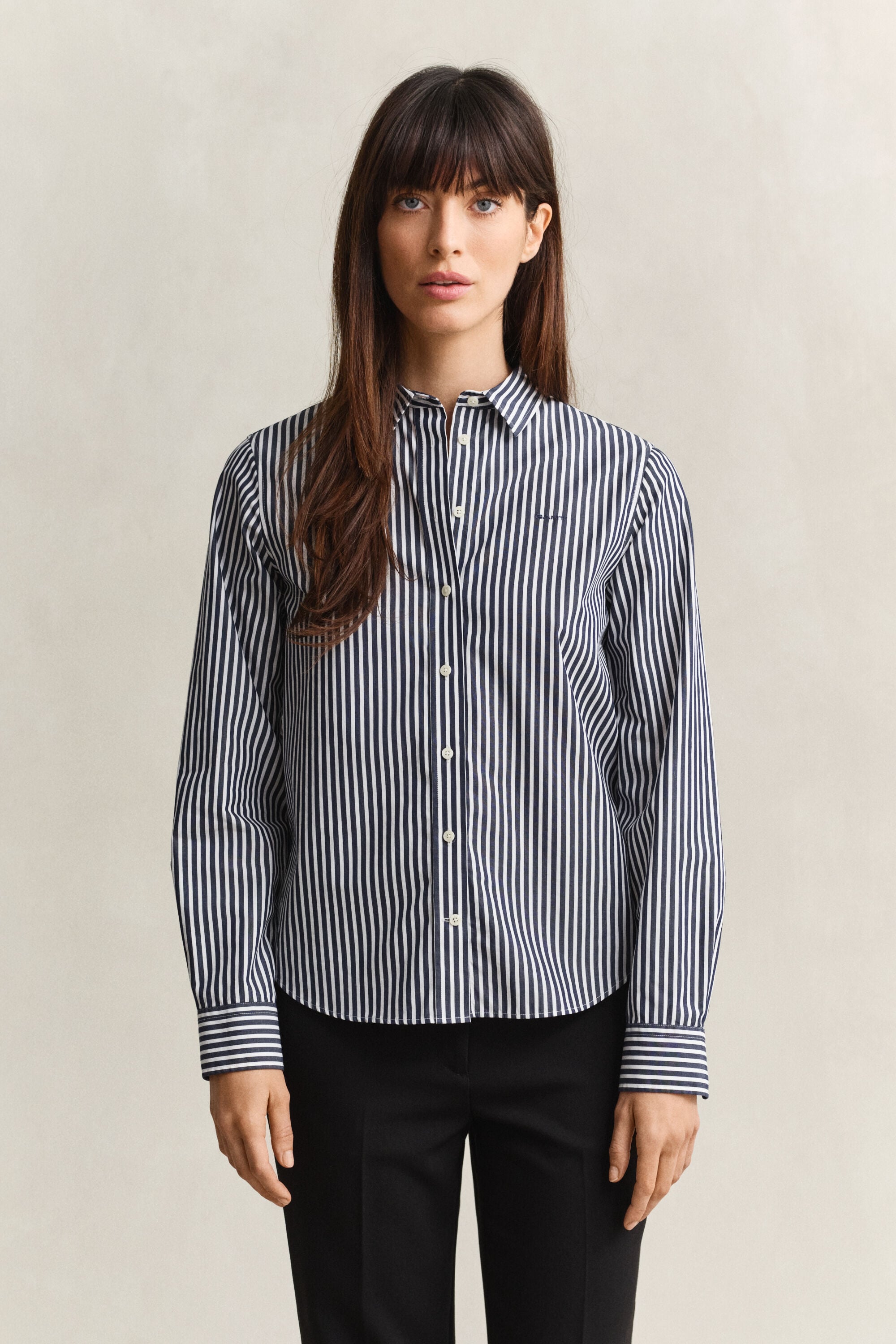 Popeline-Bluse im Regular Fit mit Streifen
