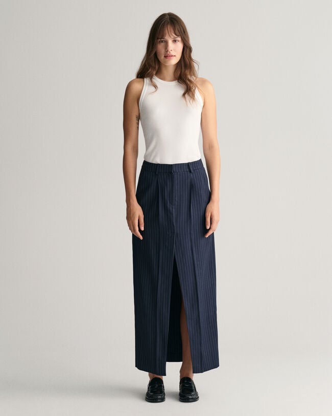 Plissierter Pinstripe Maxirock