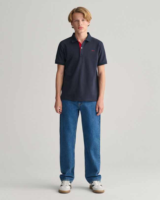 Teens Kontrast Piqu&eacute; Poloshirt