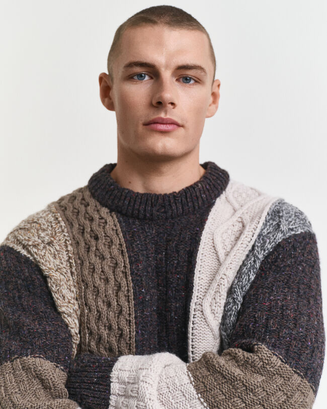 Patchwork Rundhalspullover