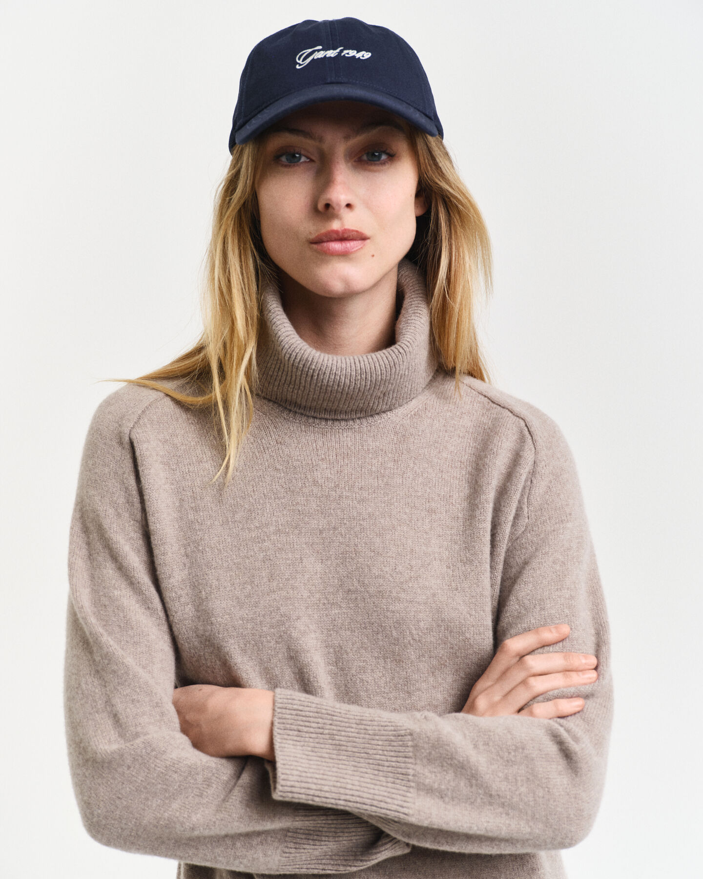 Herringbone Detail Rollkragenkleid