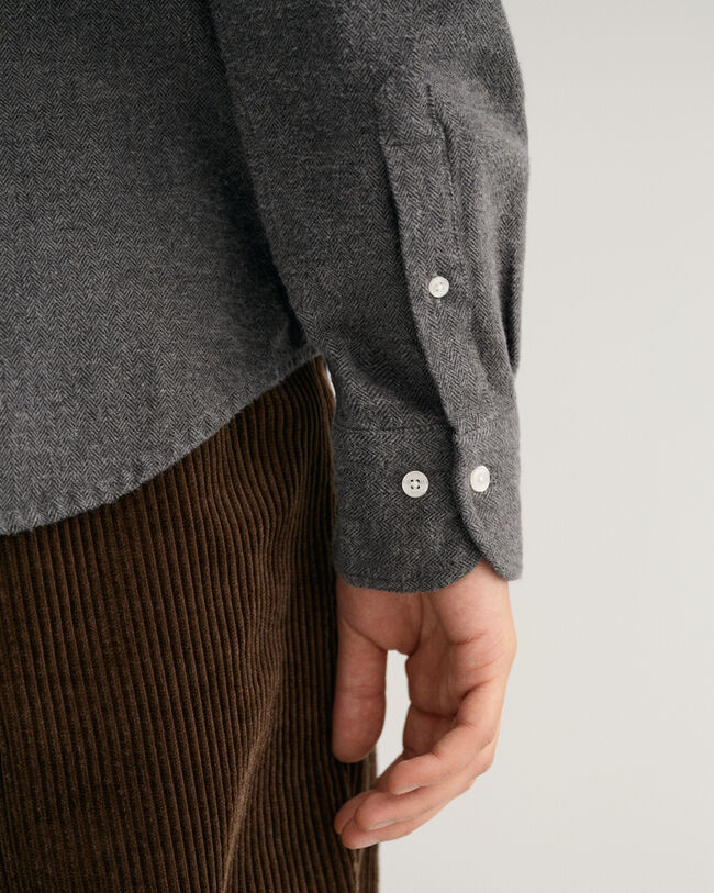 Regular Fit Hemd mit Fischgrätmuster