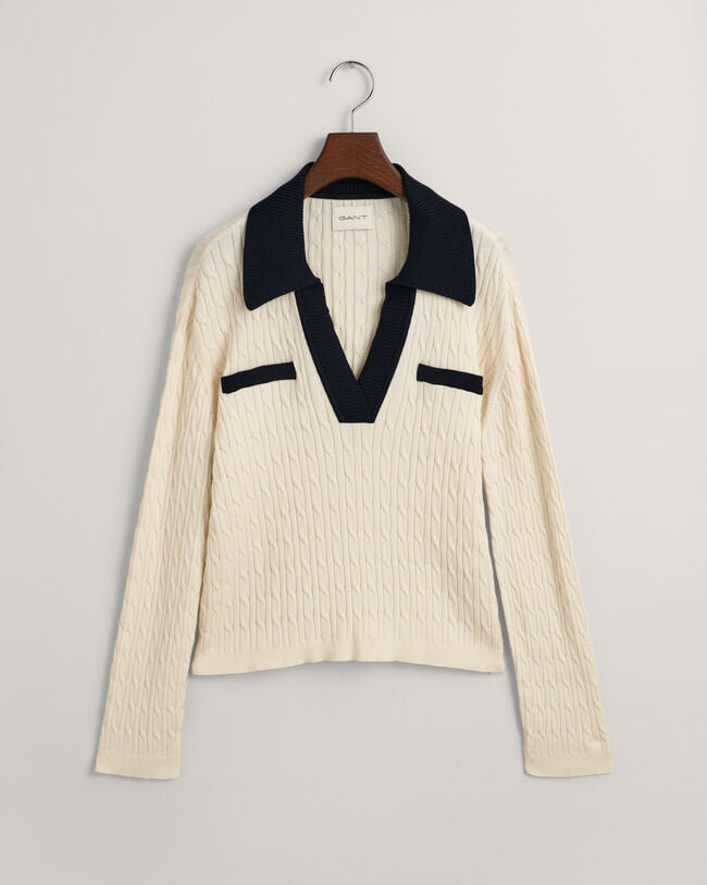 Zopfstrick Polopullover