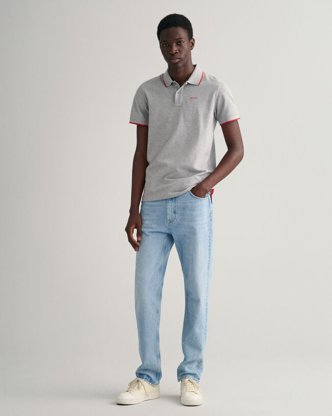 Tipped Piqu&eacute; Poloshirt mit Kontraststreifen