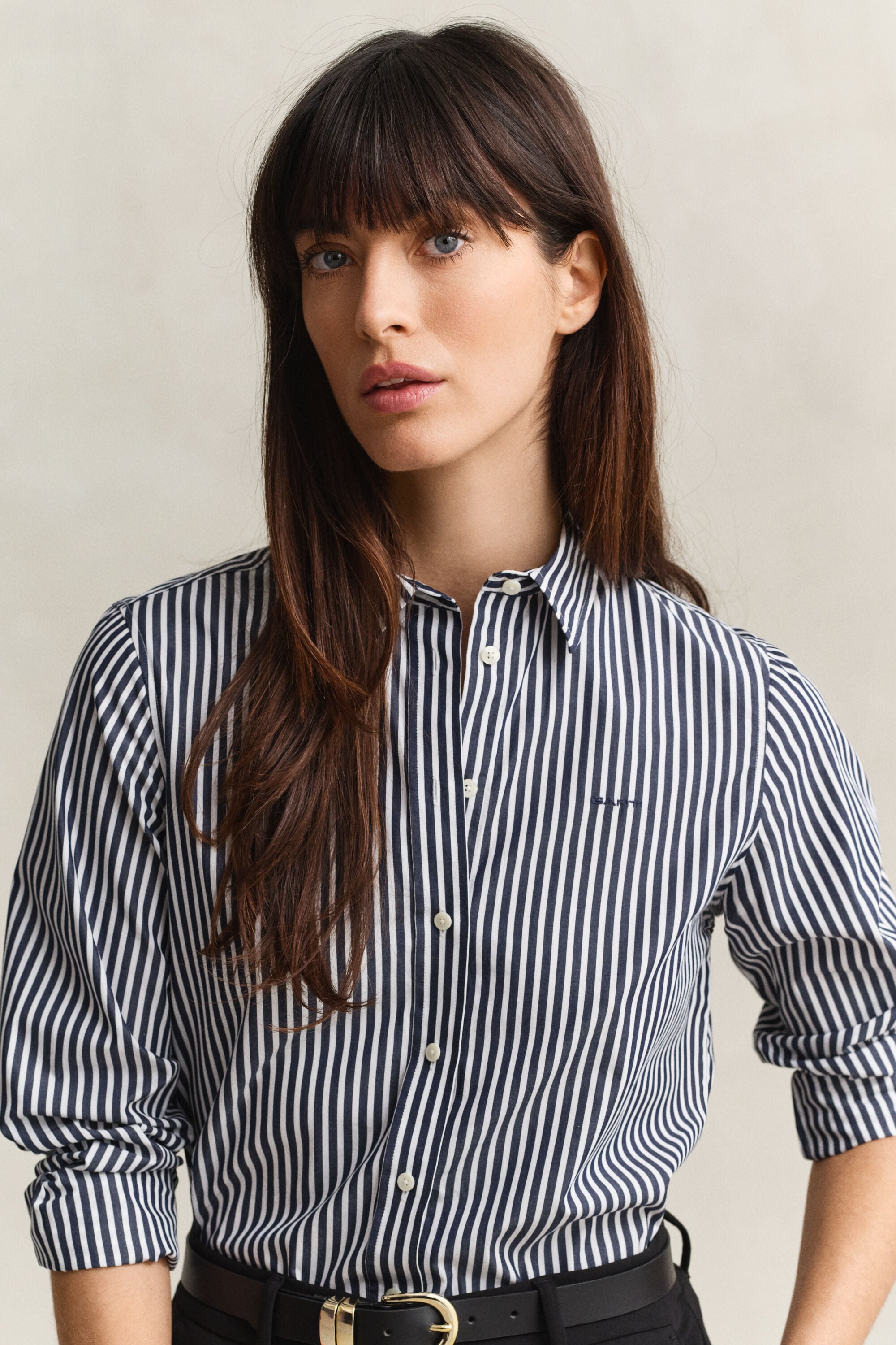 Regular Fit Classic Popeline-Bluse mit Streifen