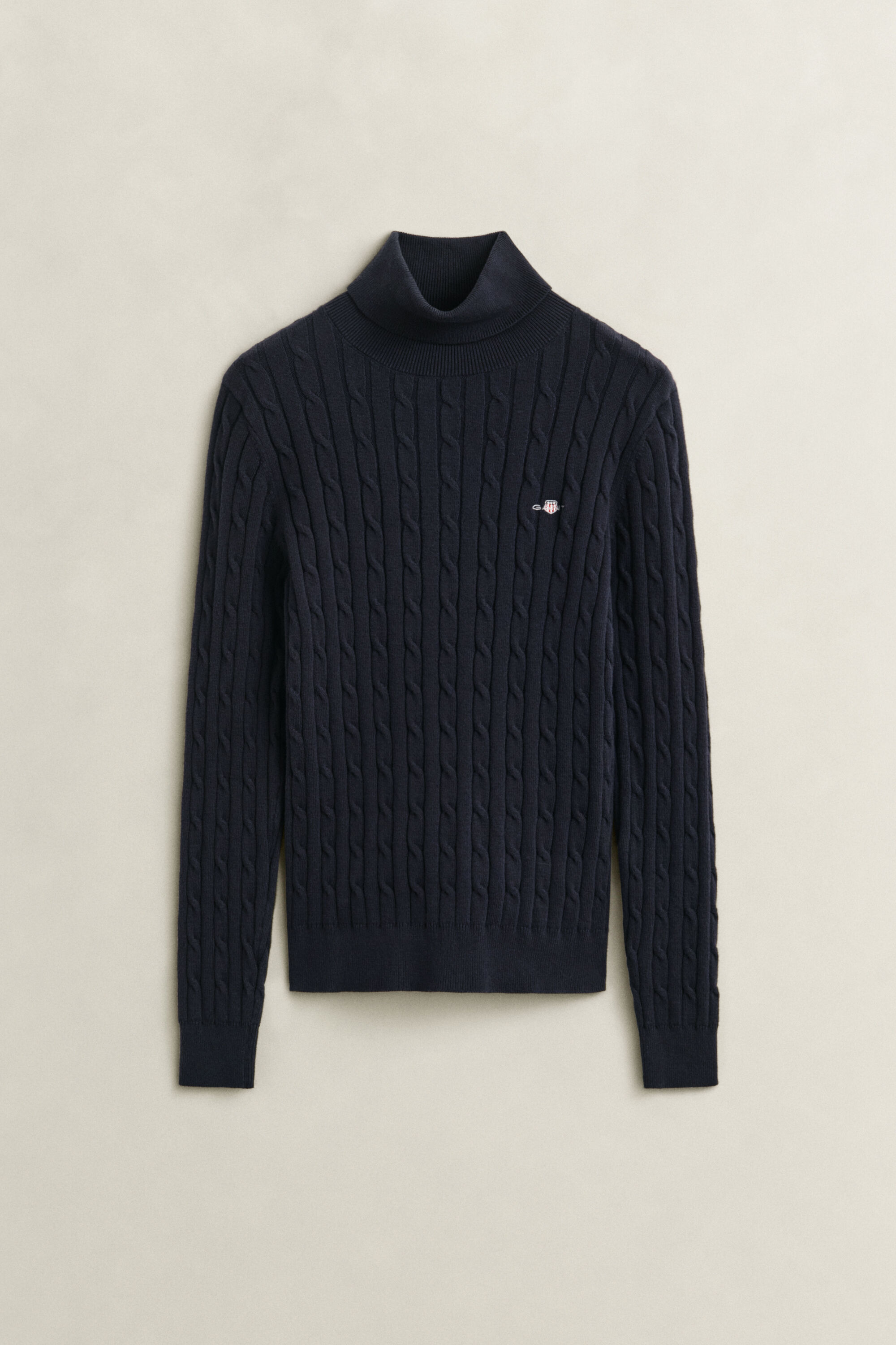 Zopfstrick Rollkragenpullover aus Stretch-Baumwolle