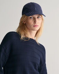 Tonal Baumwoll Rundhalspullover mit Streifen