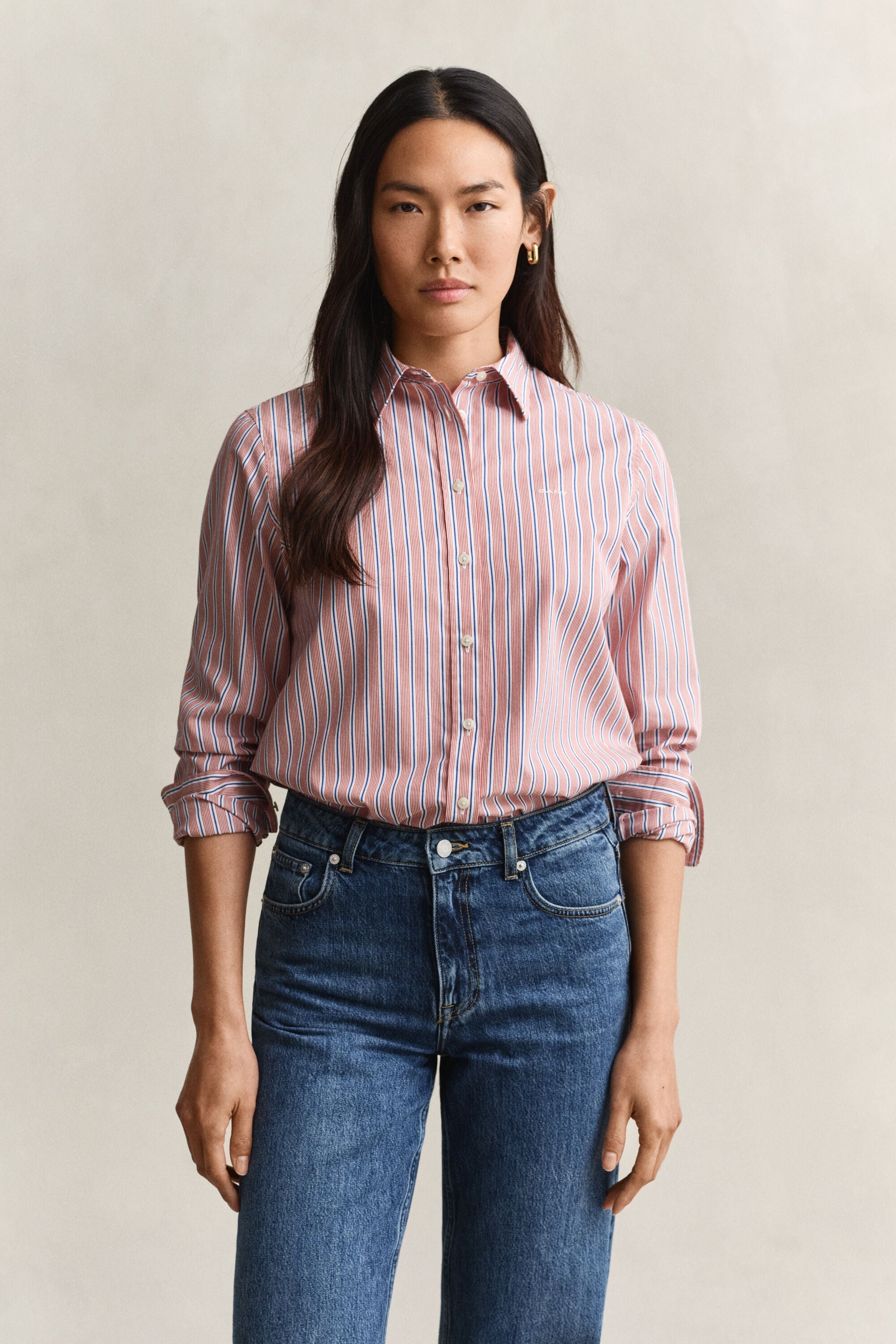 Regular Fit Classic Popeline-Bluse mit Streifen