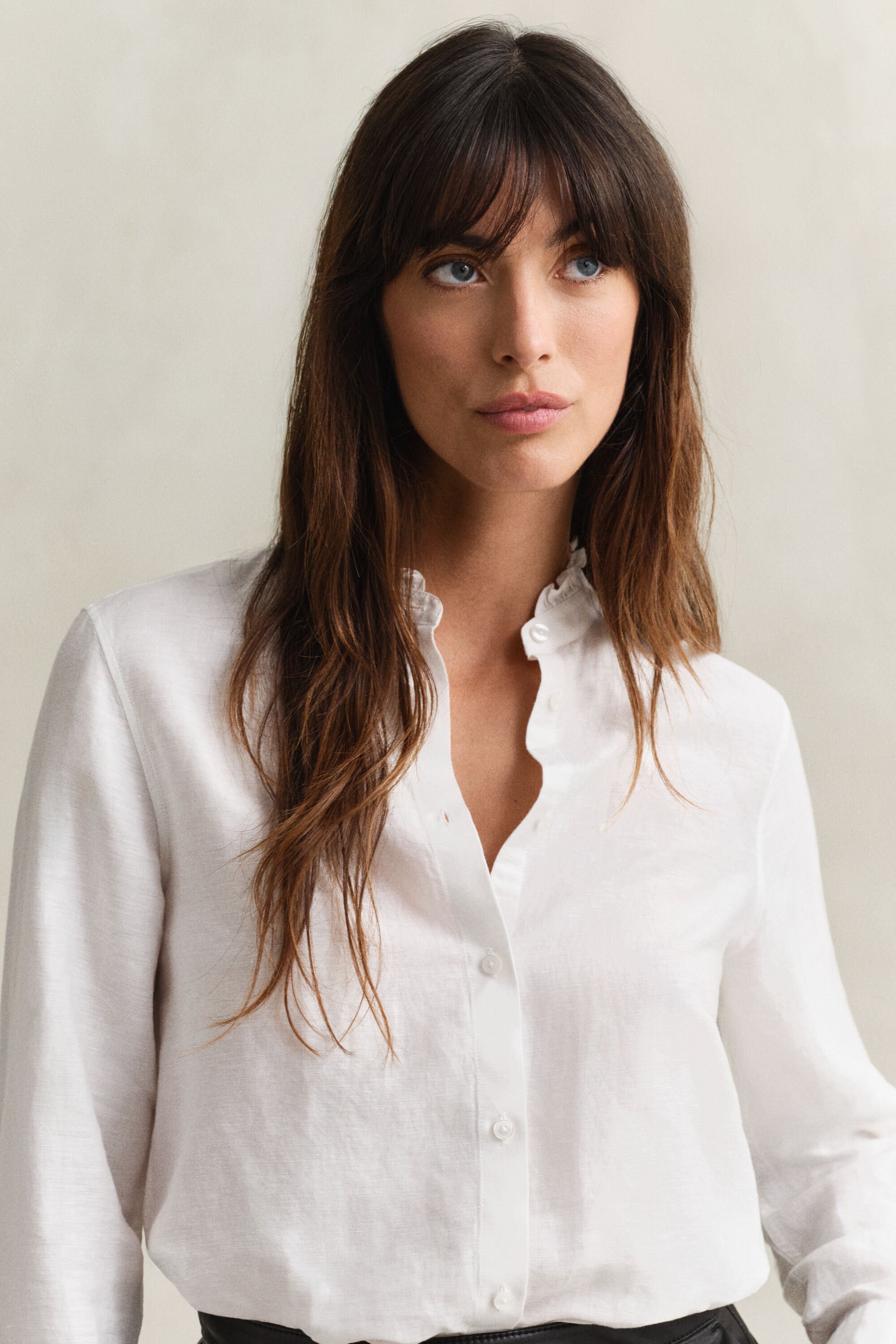 Rüschenbluse aus Leinenmix