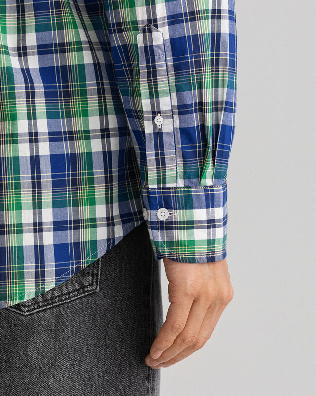 Regular Fit Karohemd aus gewaschenem Popeline