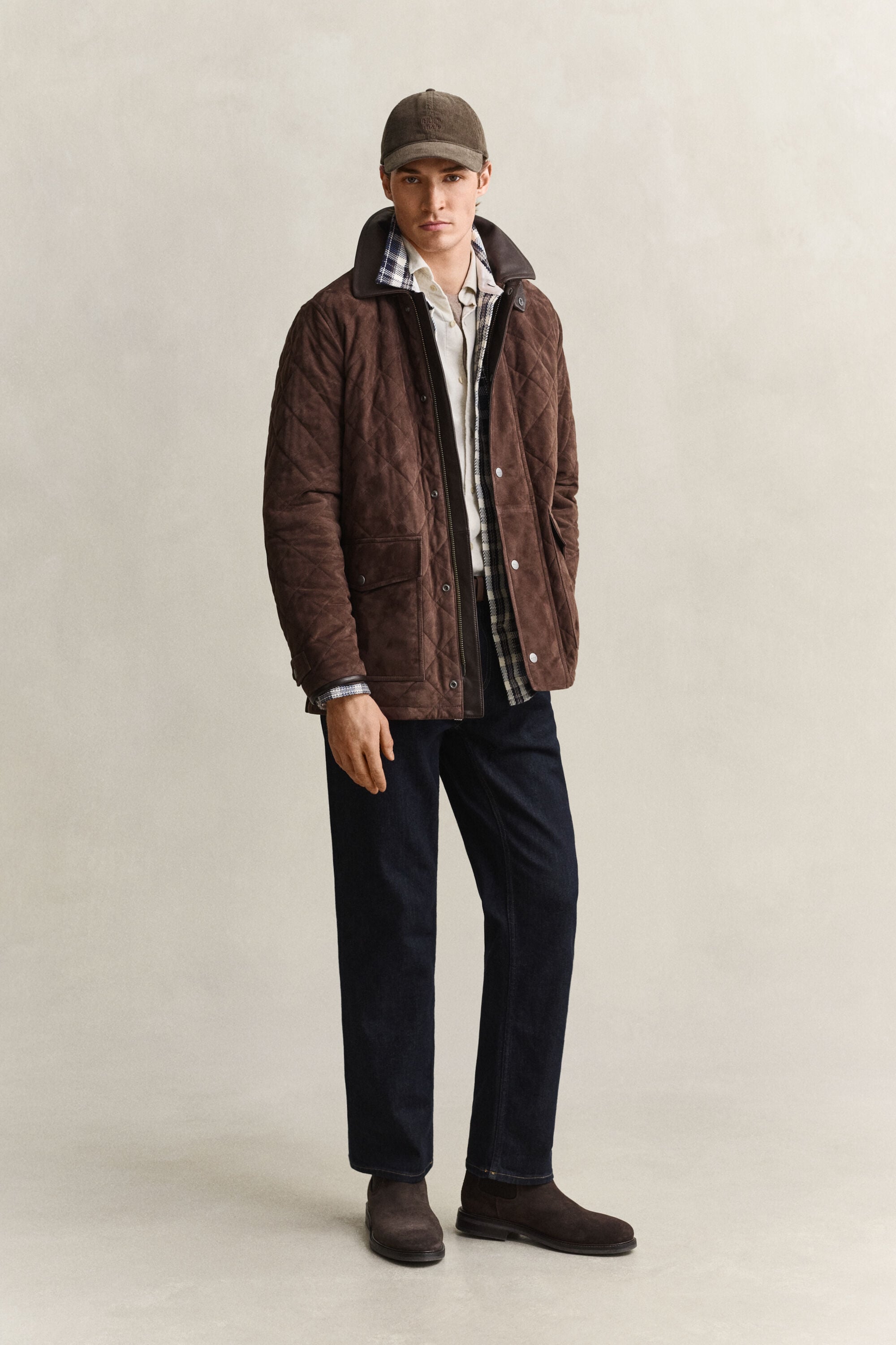 Gesteppte Jacke aus Veloursleder