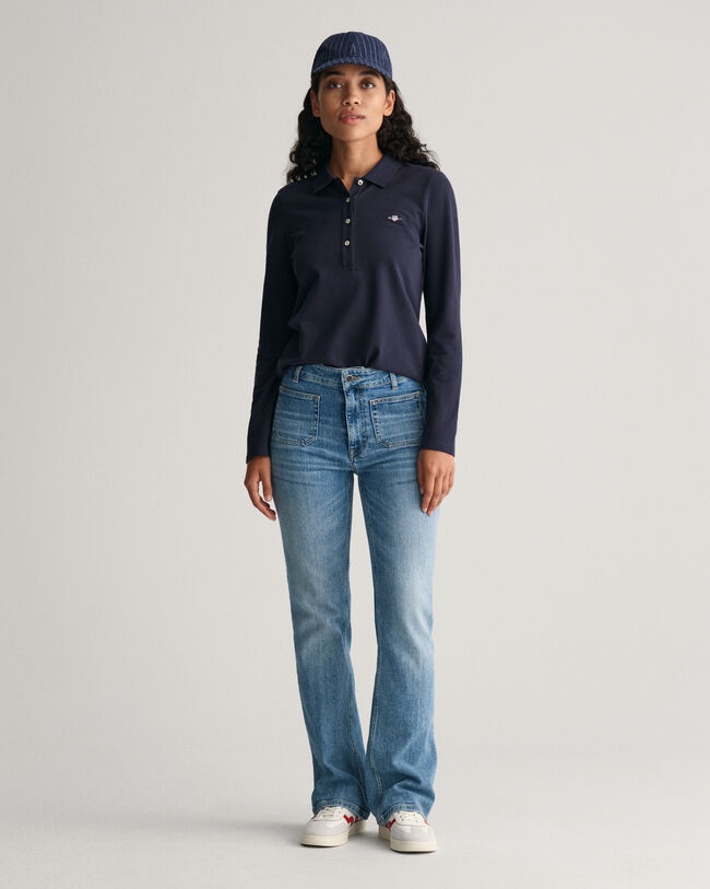 Shield Piqué Langarm-Poloshirt