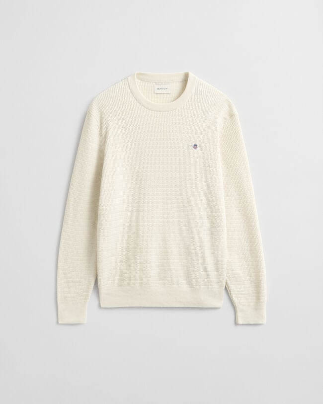 Rundhalspullover mit Mini-Zopfmuster