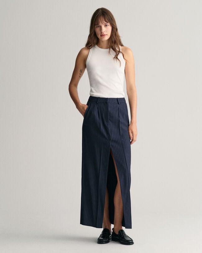 Plissierter Pinstripe Maxirock