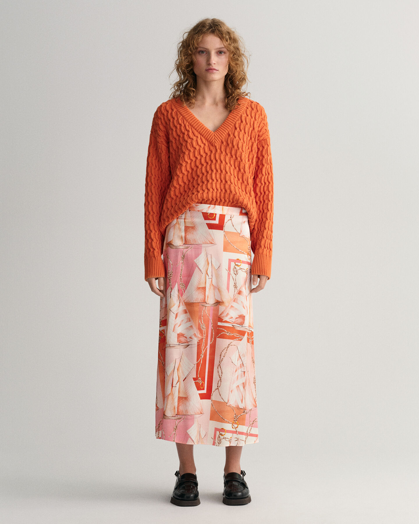 Sailing Print Maxirock aus Seide