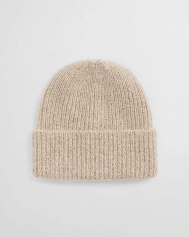 Gerippte Beanie aus Alpakawollmix