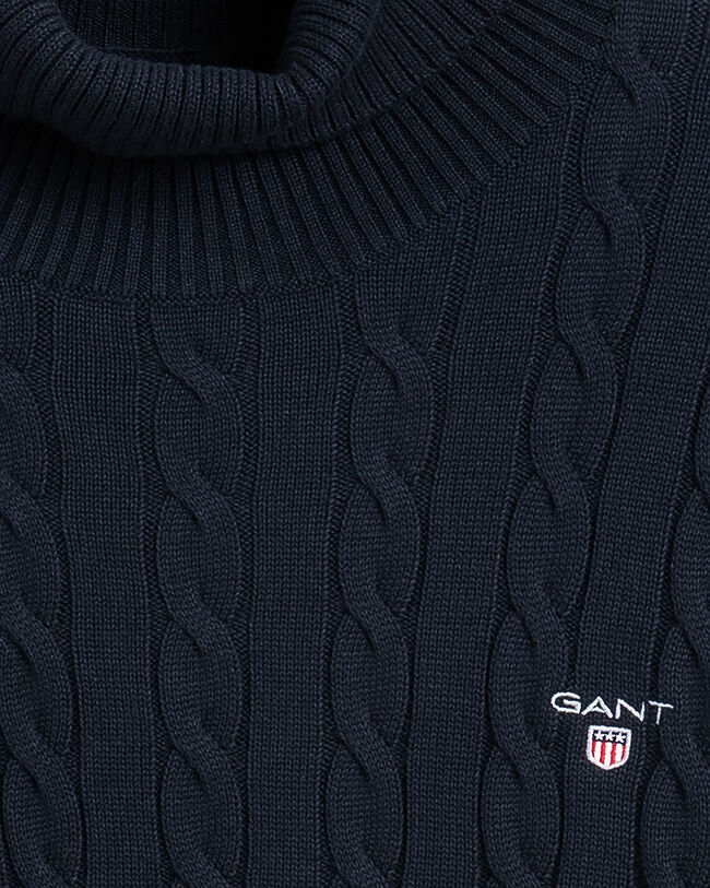 Baumwoll-Rollkragenpullover mit Zopfmuster