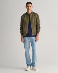 Gestreiftes Piqu&eacute; Poloshirt mit Kontrastkragen