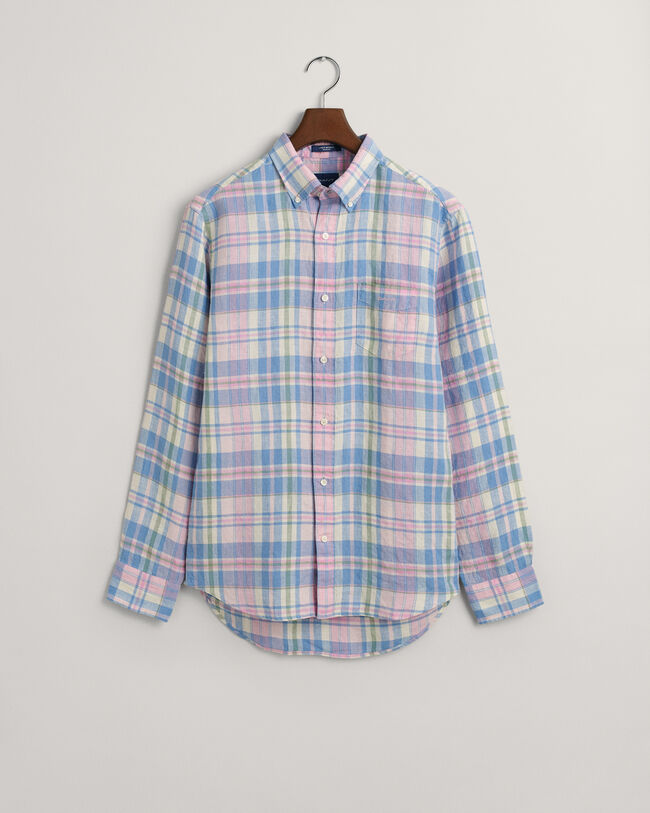 Regular Fit Madras Leinen Hemd