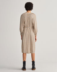 Kariertes Hemdblusenkleid mit Stehkragen