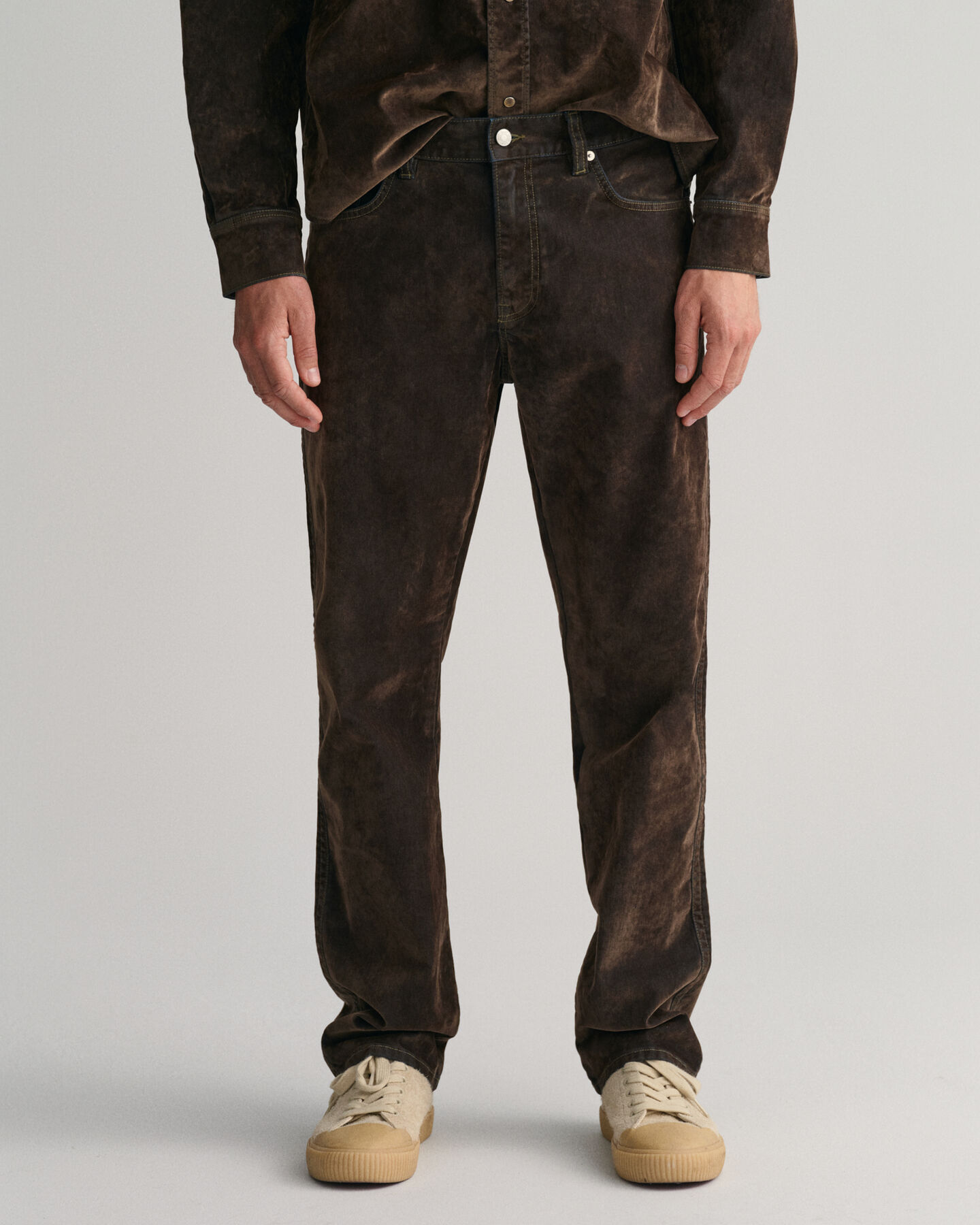 Relaxed Fit Flocked Samt Jeans