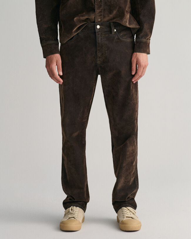 Relaxed Fit Flocked Samt Jeans