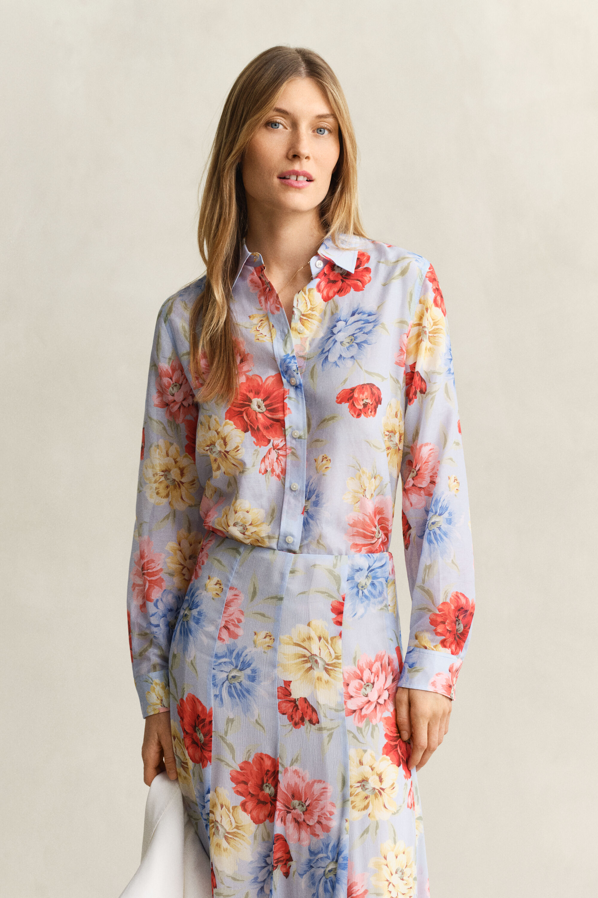 Baumwoll Seiden Bluse mit Blumenprint
